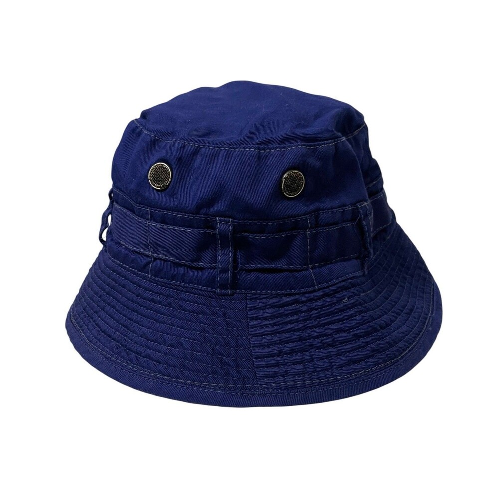 Vintage 60s Navy Blue Military Boonie Cotton Bucket Hat Cap Small Made In USA